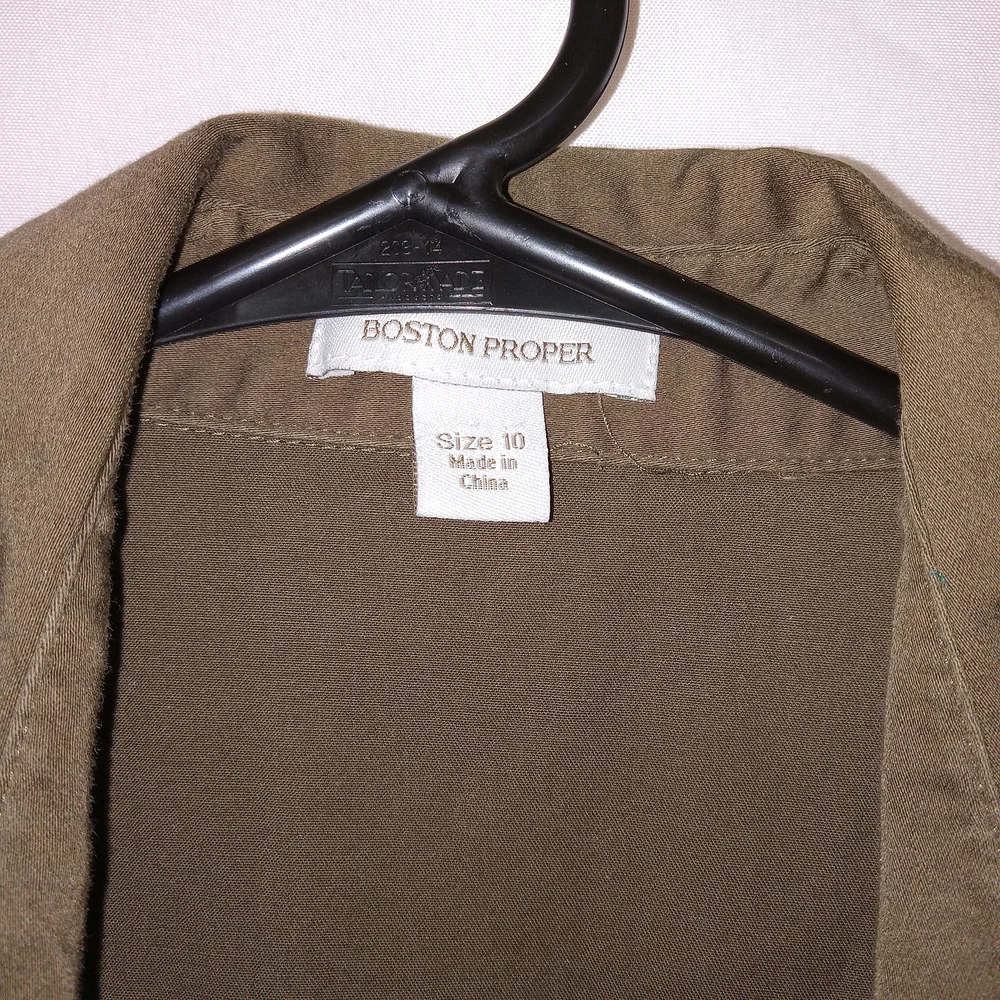 Boston Proper Olive Utility Shirt Dress Military Sleeveless Sz 10 Punk Goth EUC - Picture 4 of 11